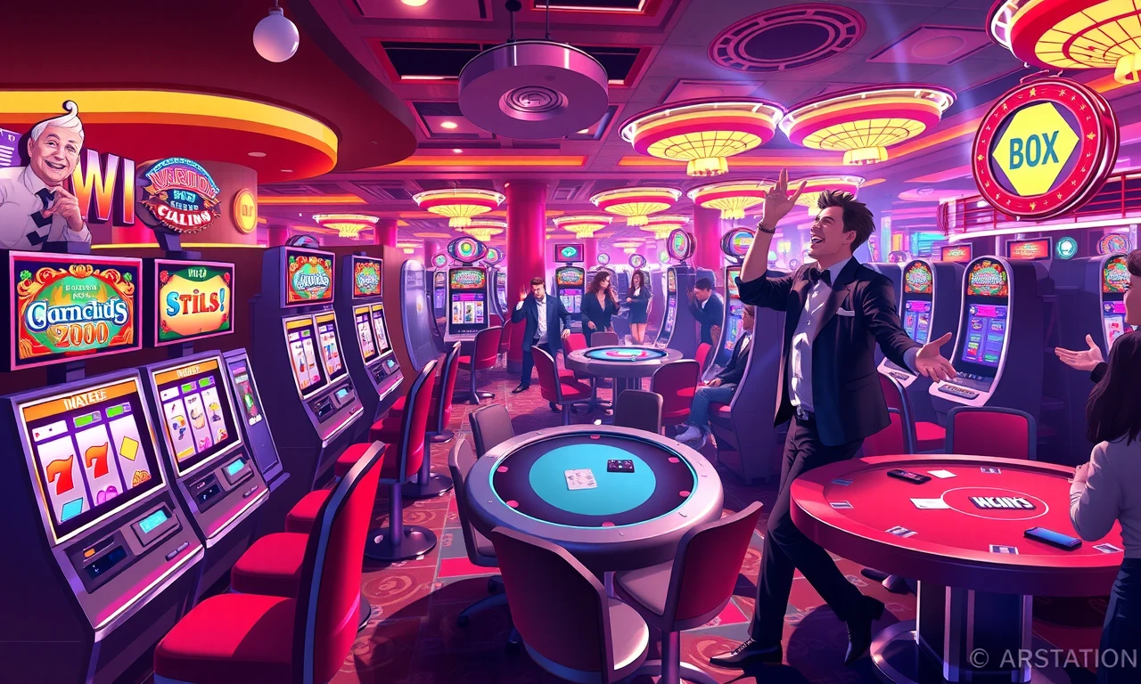Vibrant casino scene with excited players